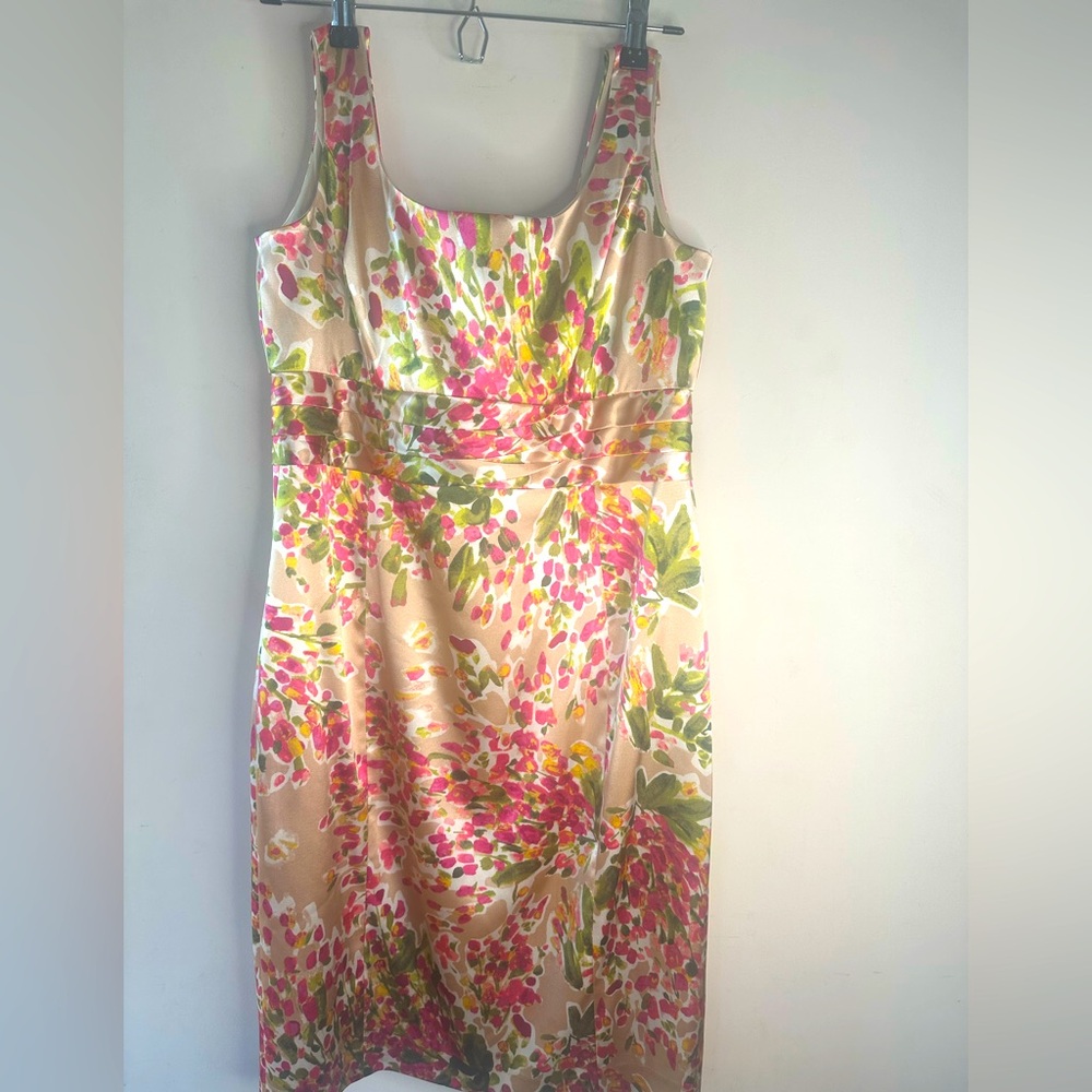 Jones of New York FLORAL Polished Fully Lined Sleeveless Sheath Dress Size: 10